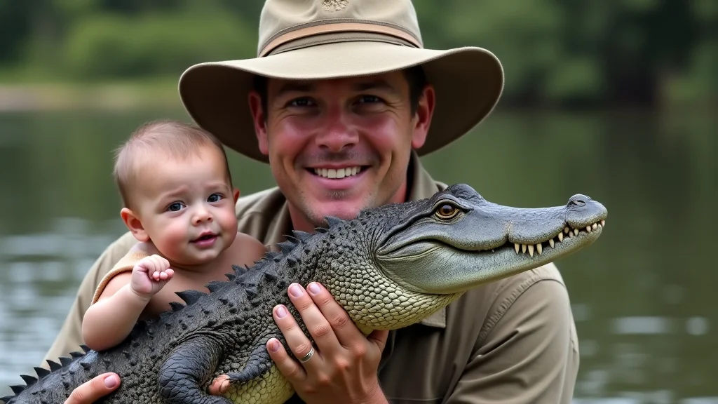 Steve Irwin: A Look at Holding a Baby While Feeding a Crocodile